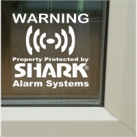 6 x Shark Property Protected Stickers-Monitored Alarm System for Windows-24hr Security Warning Signs for House,Home,Flat,Business,Unit,Property-Self Adhesive Vinyl 